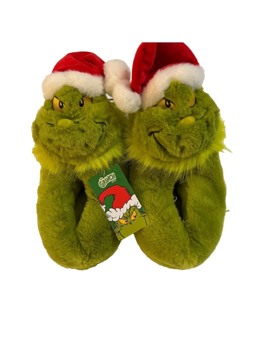 Dr Seus The Grinch Fluffy Slippers Sz 11-12 Kids NWT